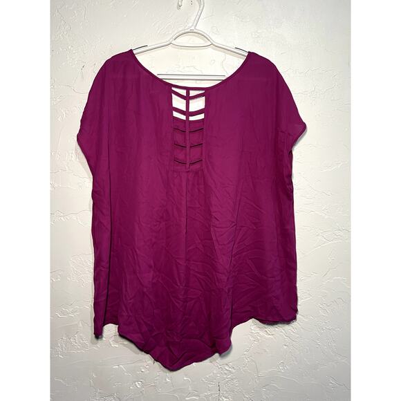 Torrid cutout purple classiccore basic classic normcore versatile blouse plus 1 - Picture 3 of 4